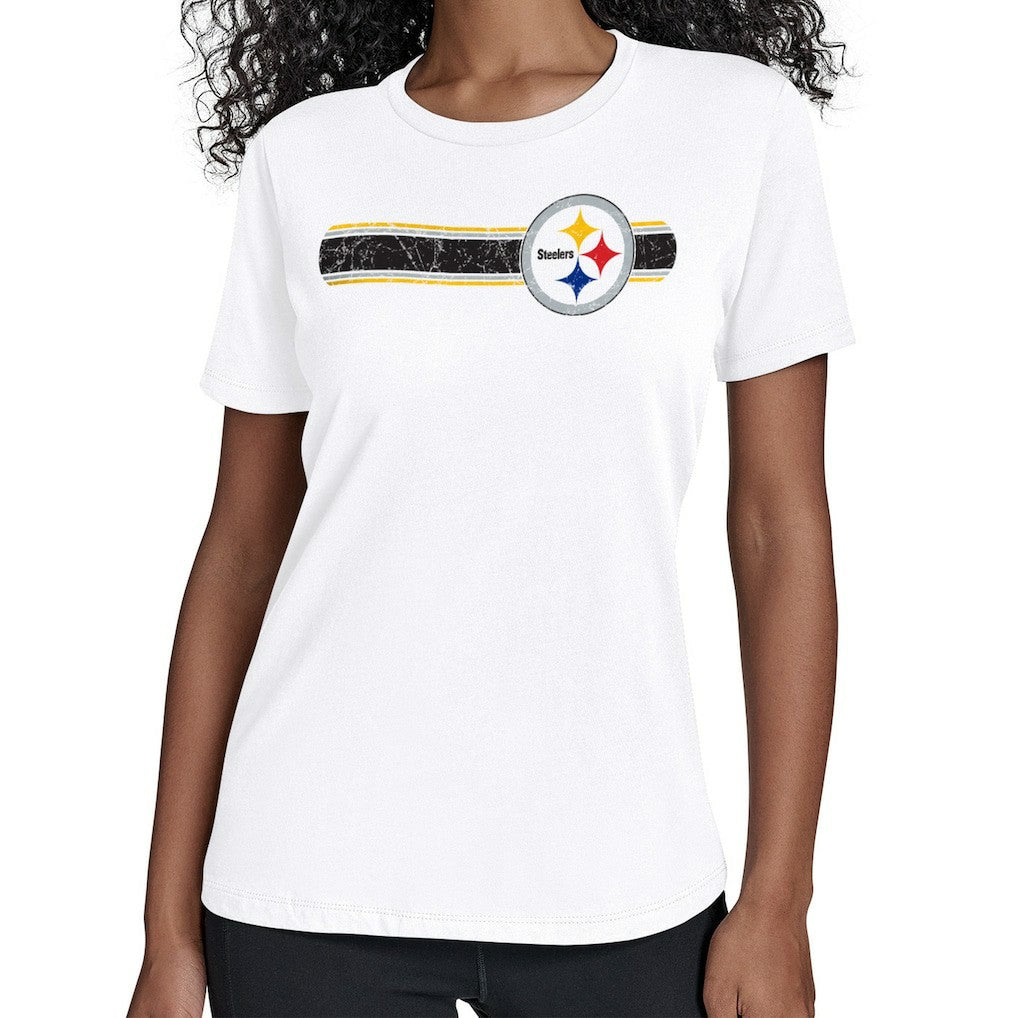 Pittsburgh Steelers Starter Women's Team Stripe T-Shirt - White - NFL