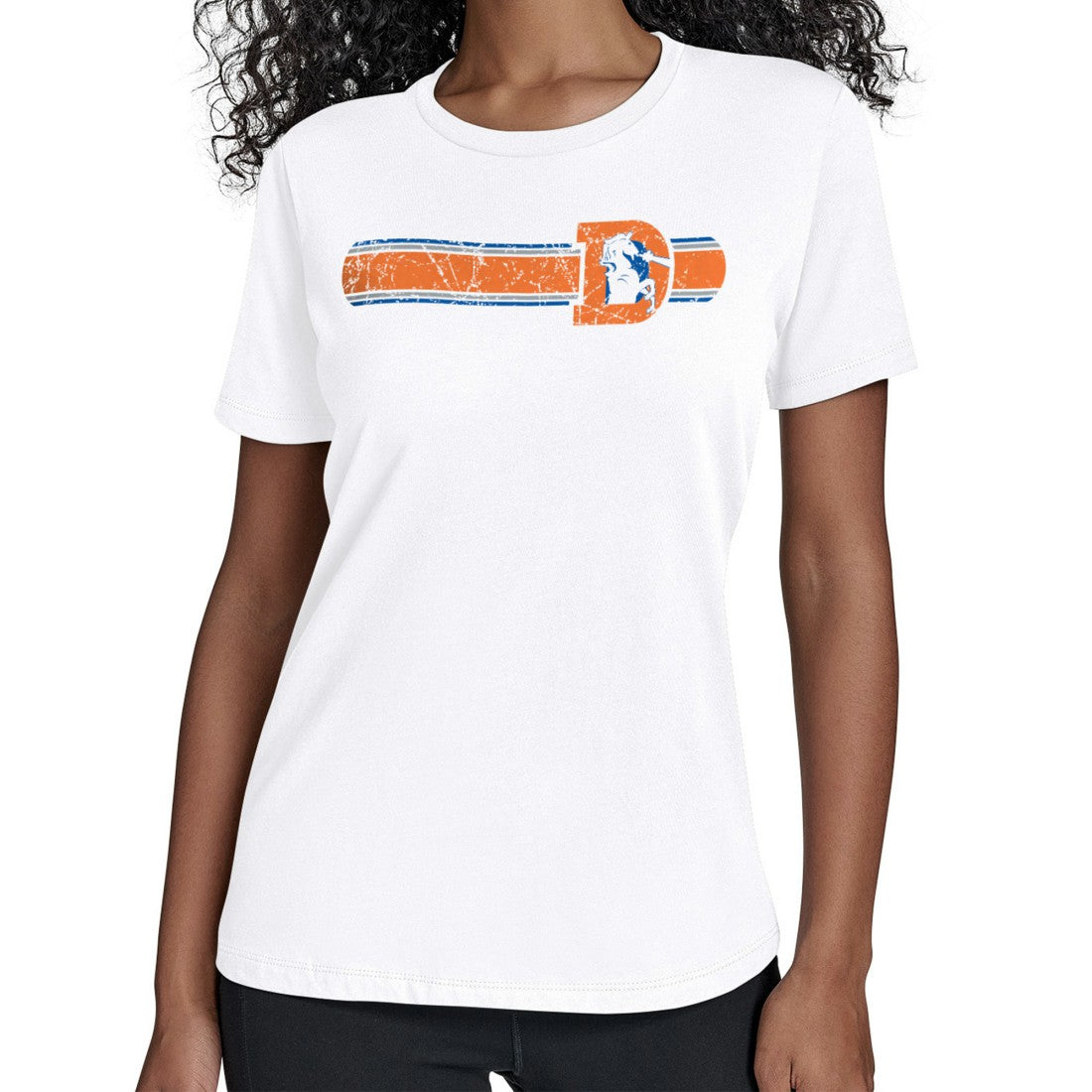 Denver Broncos Starter Women's Throwback Team Stripe T-Shirt - White - NFL