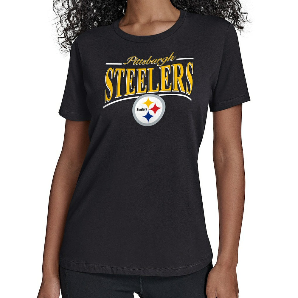 Pittsburgh Steelers Starter Women's Arch Stripe T-Shirt - Black - NFL