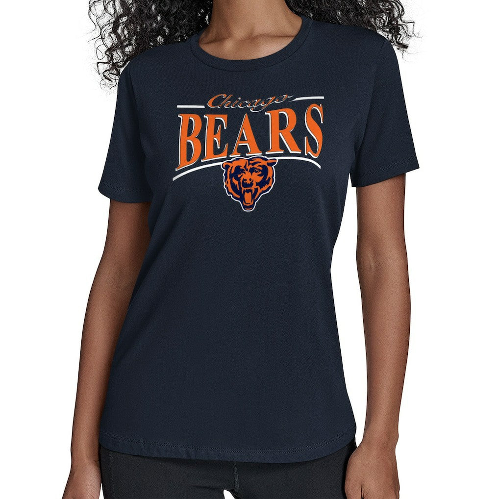 Chicago Bears Starter Women's Arch Stripe T-Shirt - Navy - NFL