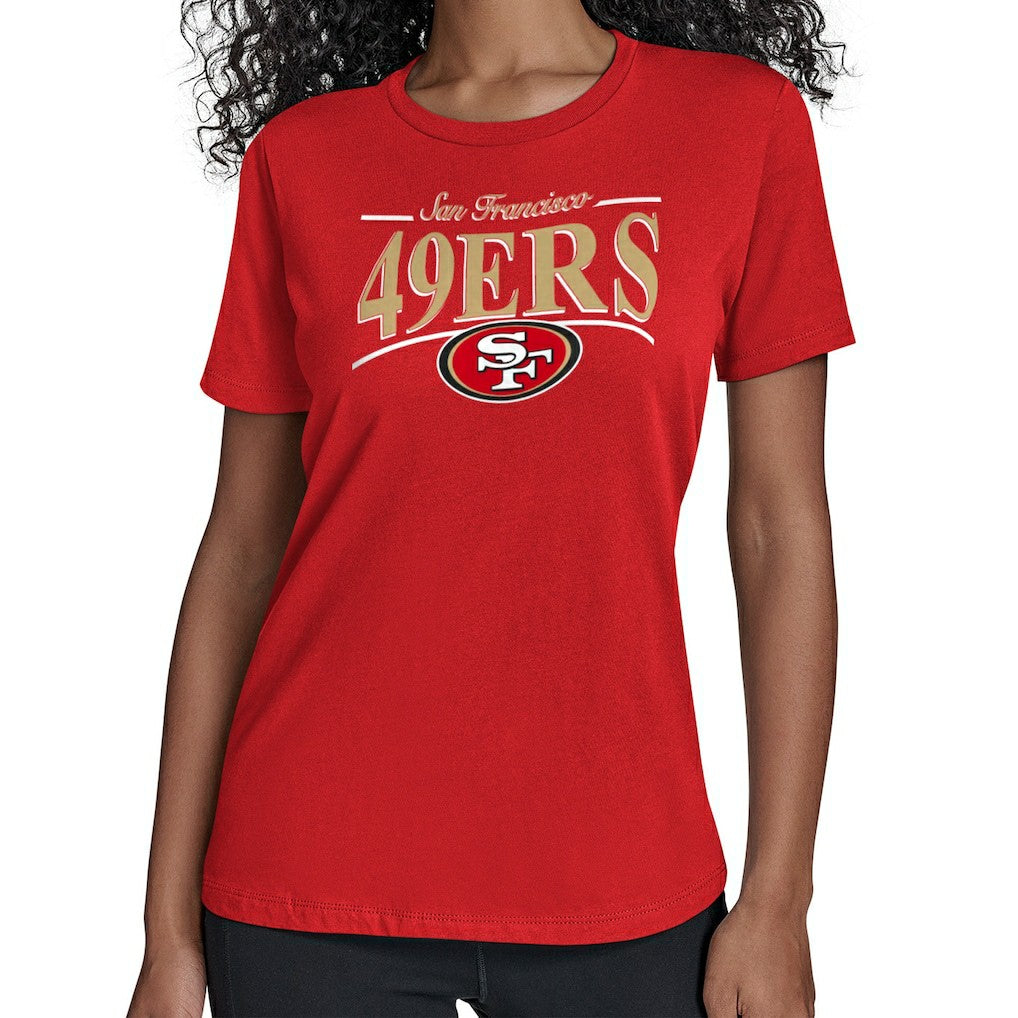 San Francisco 49ers Starter Women's Arch Stripe T-Shirt - Scarlet - NFL