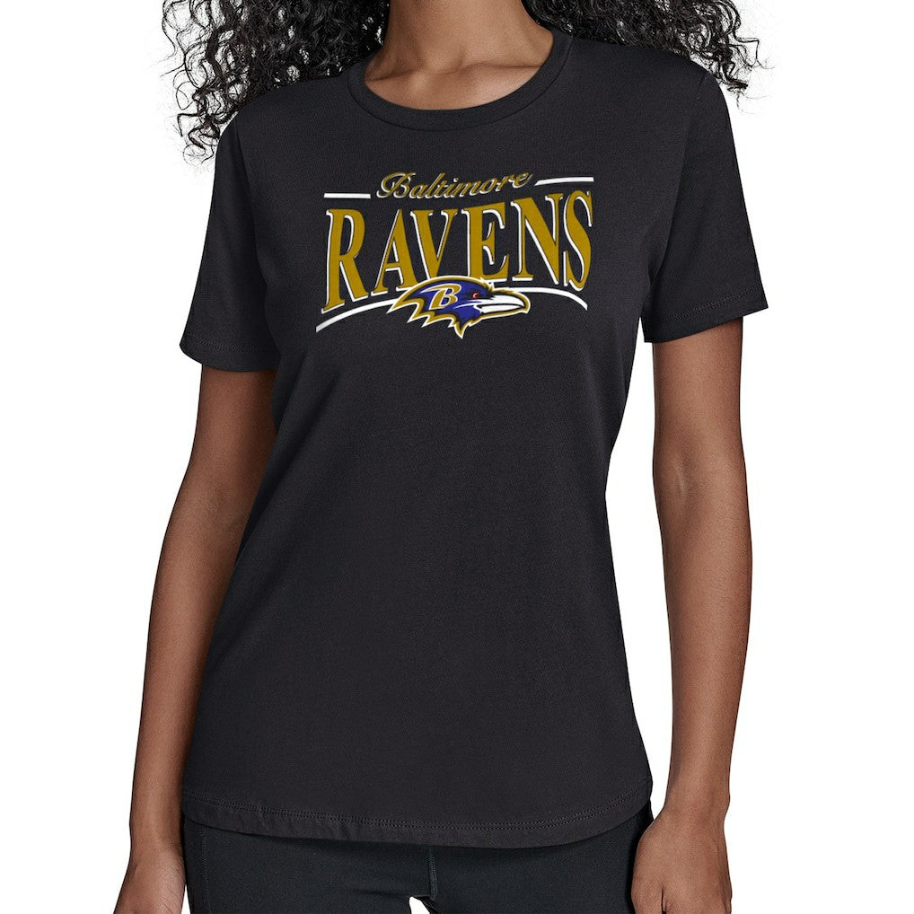 Baltimore Ravens Starter Women's Arch Stripe T-Shirt - Black - NFL