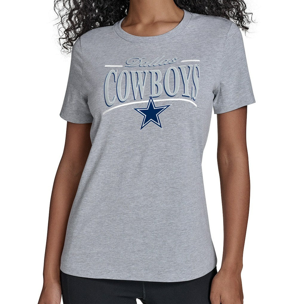 Dallas Cowboys Starter Women's Arch Stripe T-Shirt - Gray - NFL