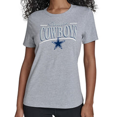 Dallas Cowboys Starter Women's Arch Stripe T-Shirt - Gray - NFL