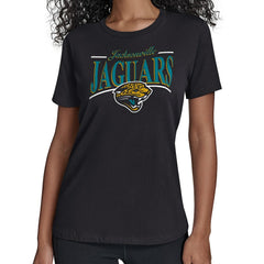 Jacksonville Jaguars Starter Women's Throwback Arch Stripe T-Shirt - Black - NFL