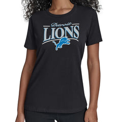 Detroit Lions Starter Women's Arch Stripe T-Shirt - Black - NFL