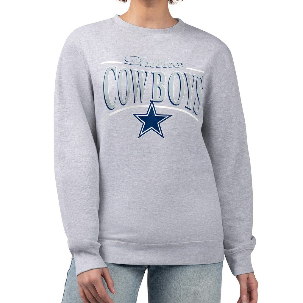 Dallas Cowboys Starter Women's Arch Stripe Fleece Pullover Sweatshirt - Gray - NFL