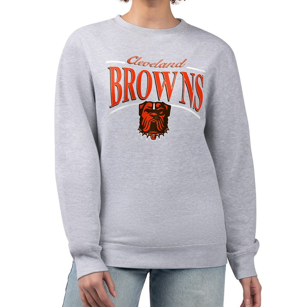Cleveland Browns Starter Women's Arch Stripe Fleece Pullover Sweatshirt - Gray - NFL