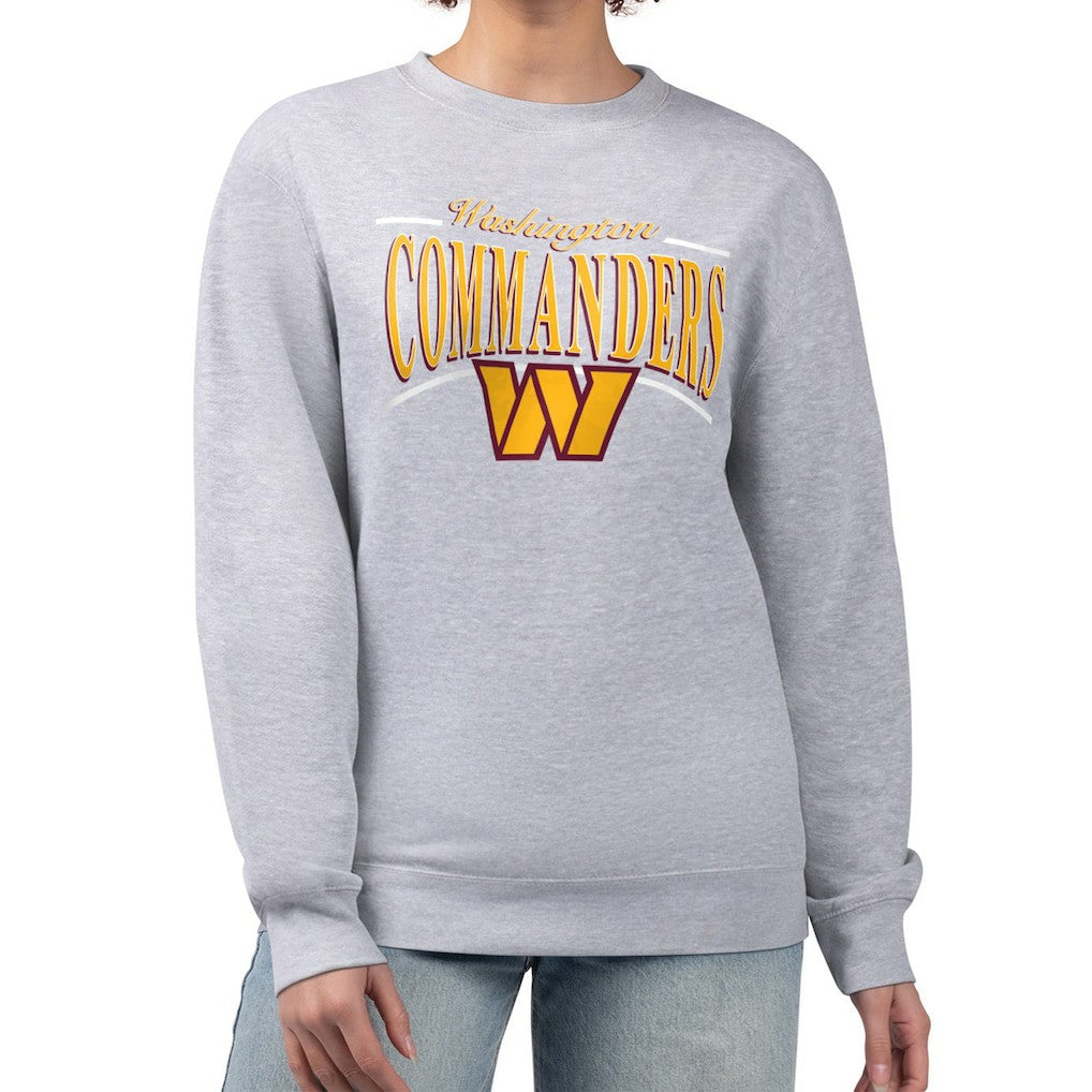 Washington Commanders Starter Women's Arch Stripe Fleece Pullover Sweatshirt - Gray - NFL