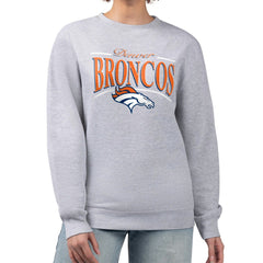 Denver Broncos Starter Women's Arch Stripe Fleece Pullover Sweatshirt - Gray - NFL