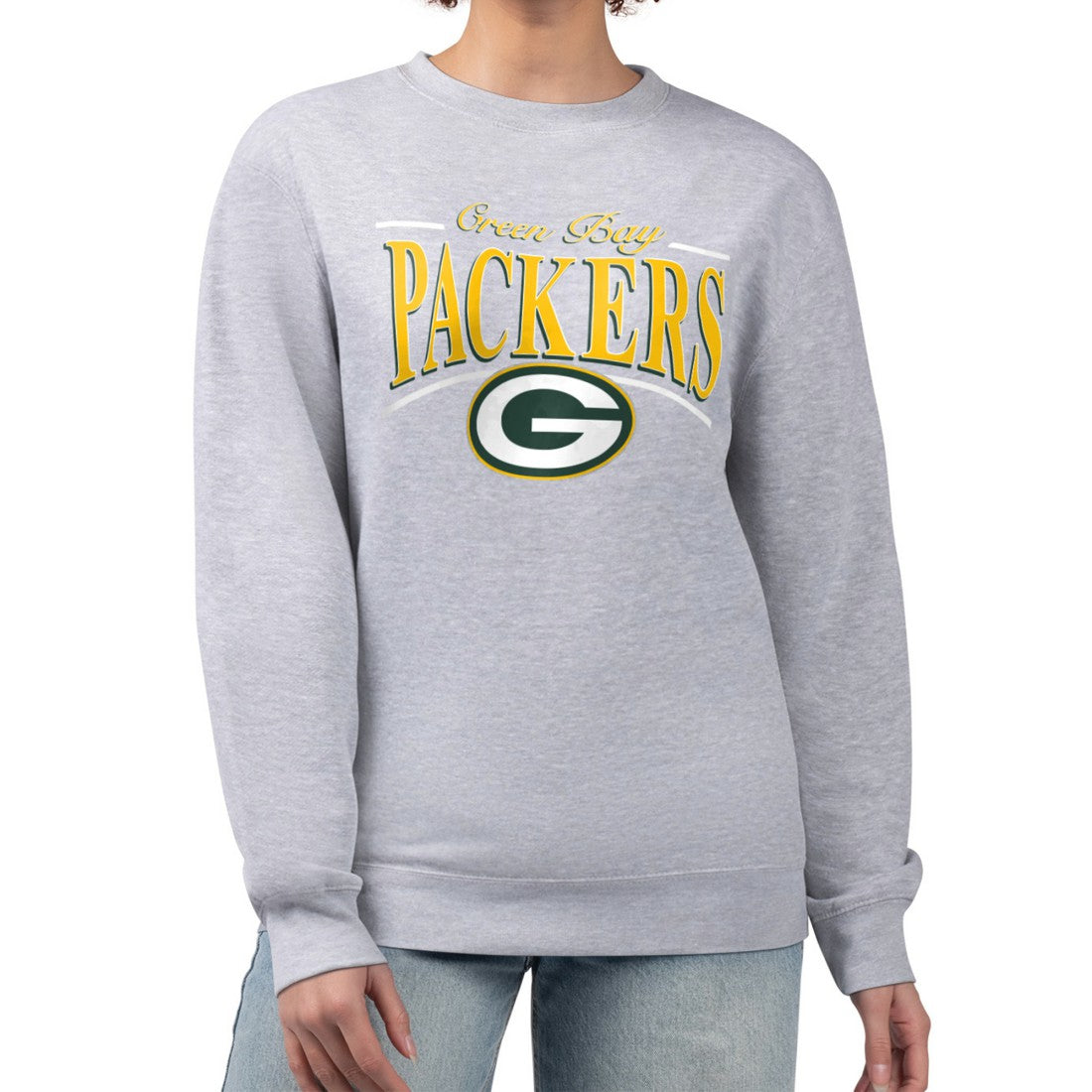 Green Bay Packers Starter Women's Arch Stripe Fleece Pullover Sweatshirt - Gray - NFL