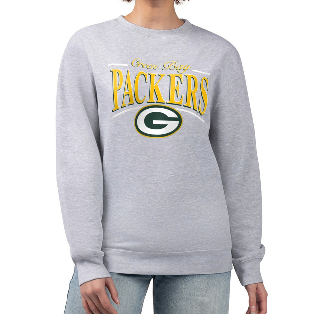 Green Bay Packers Starter Women's Arch Stripe Fleece Pullover Sweatshirt - Gray - NFL