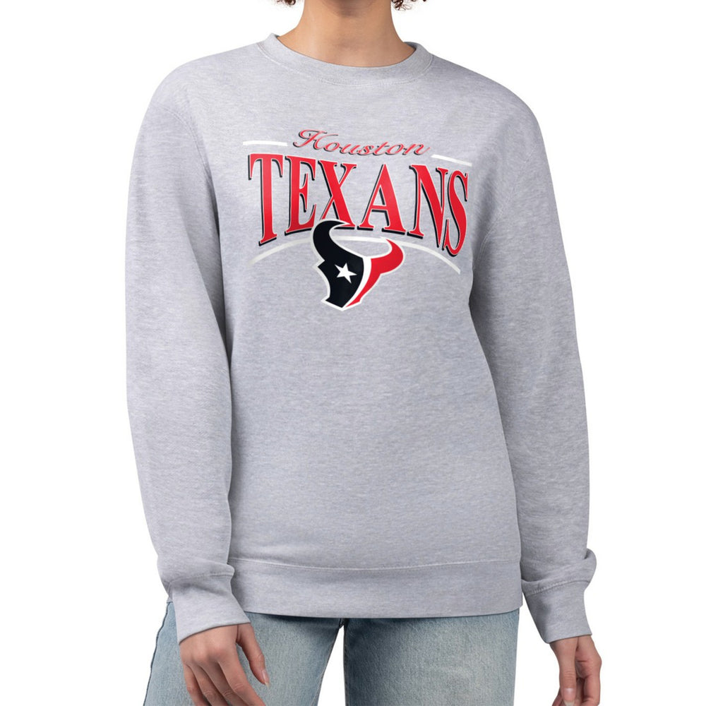 Houston Texans Starter Women's Arch Stripe Fleece Pullover Sweatshirt - Gray - NFL