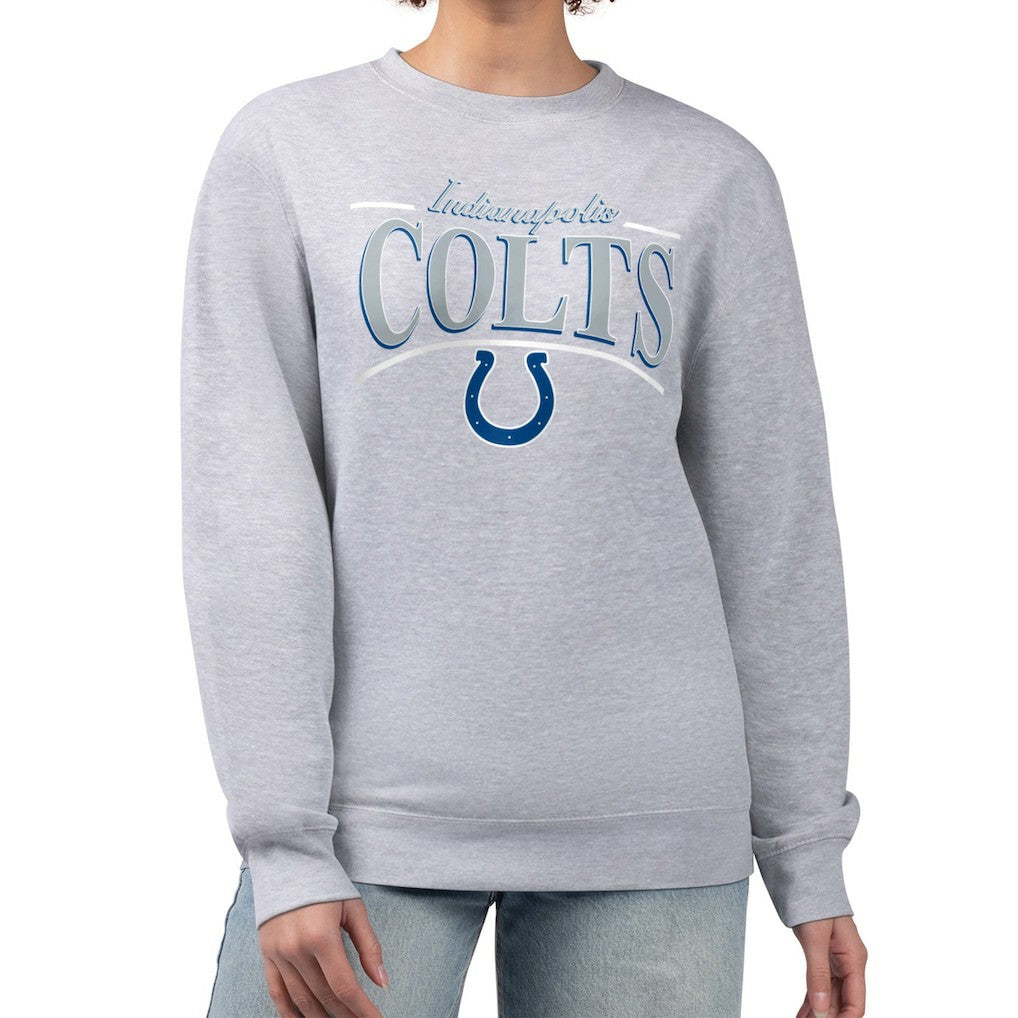 Indianapolis Colts Starter Women's Arch Stripe Fleece Pullover Sweatshirt - Gray - NFL