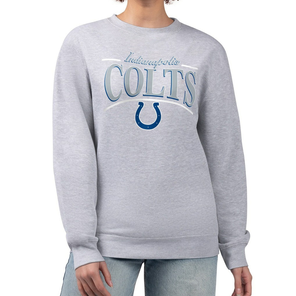 Indianapolis Colts Starter Women's Arch Stripe Fleece Pullover Sweatshirt - Gray - NFL