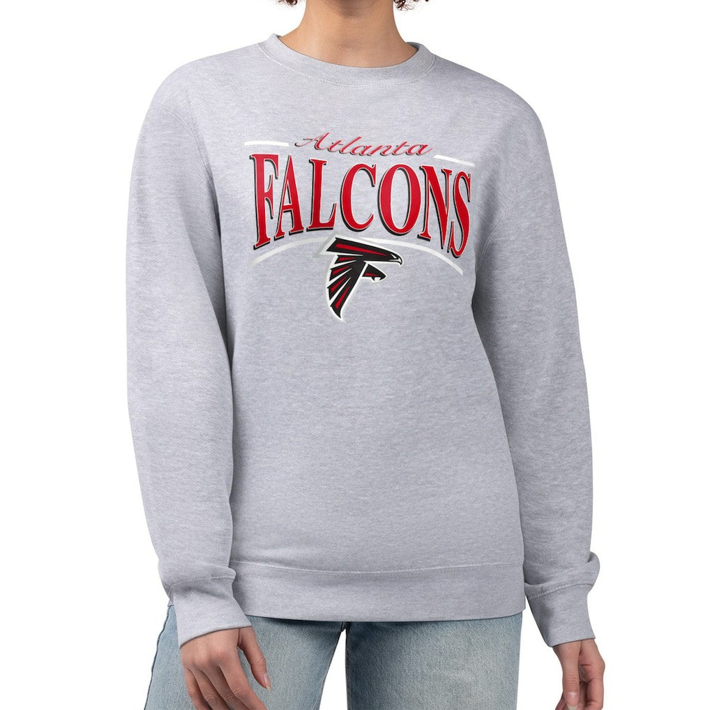 Atlanta Falcons Starter Women's Arch Stripe Fleece Pullover Sweatshirt - Gray - NFL