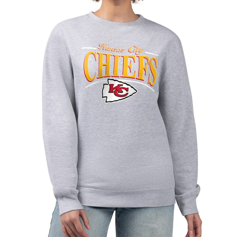 Kansas City Chiefs Starter Women's Arch Stripe Fleece Pullover Sweatshirt - Gray - NFL