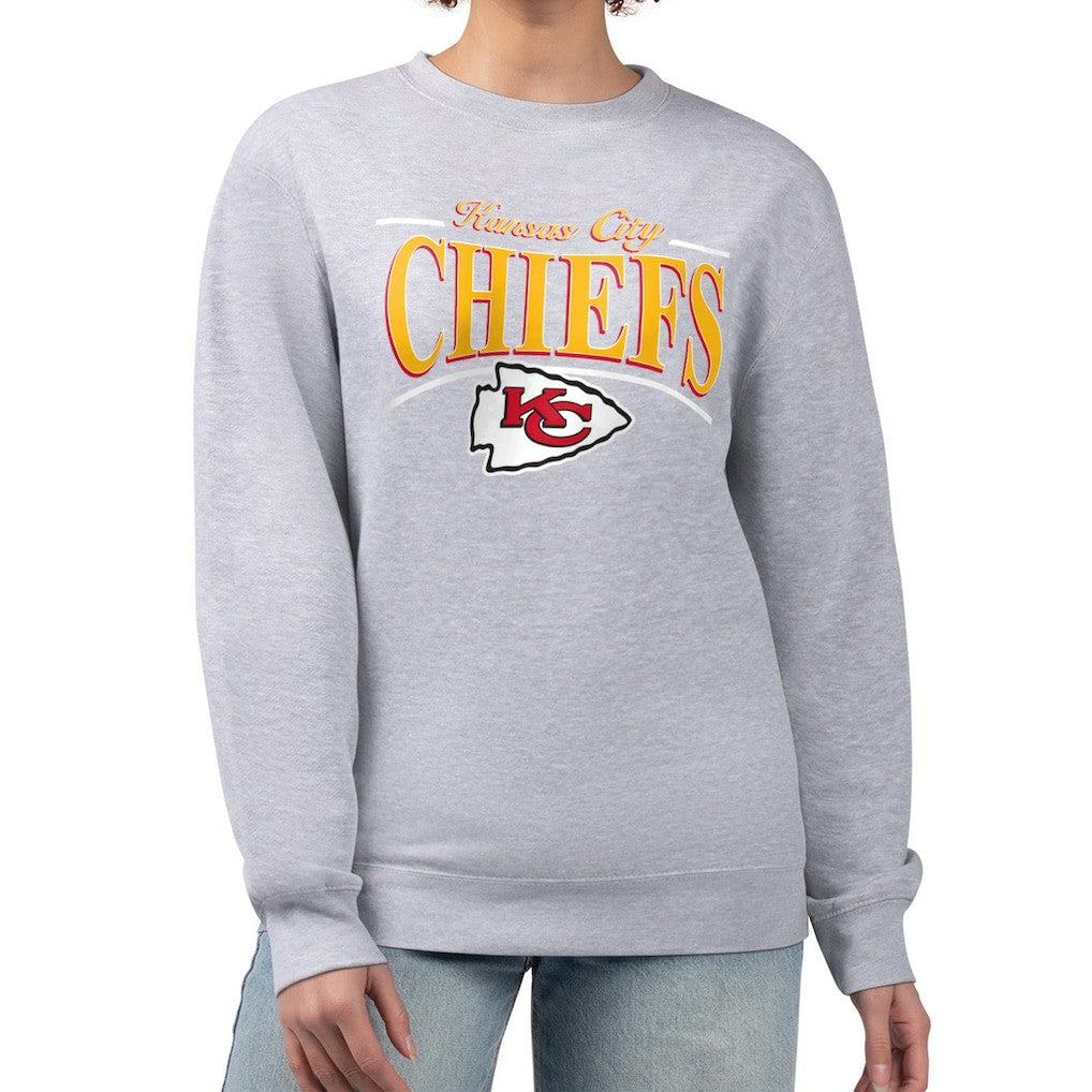 Kansas City Chiefs Starter Women's Arch Stripe Fleece Pullover Sweatshirt - Gray - NFL