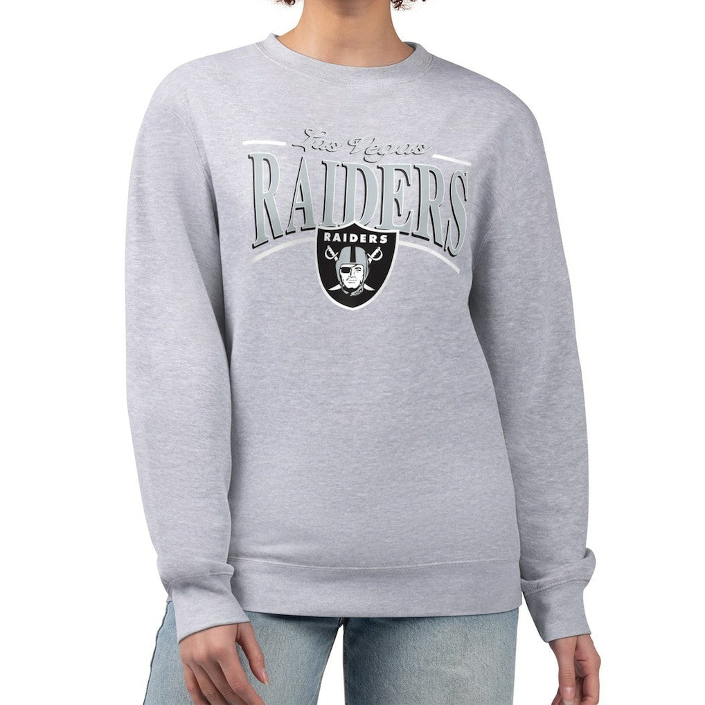 Las Vegas Raiders Starter Women's Arch Stripe Fleece Pullover Sweatshirt - Gray - NFL
