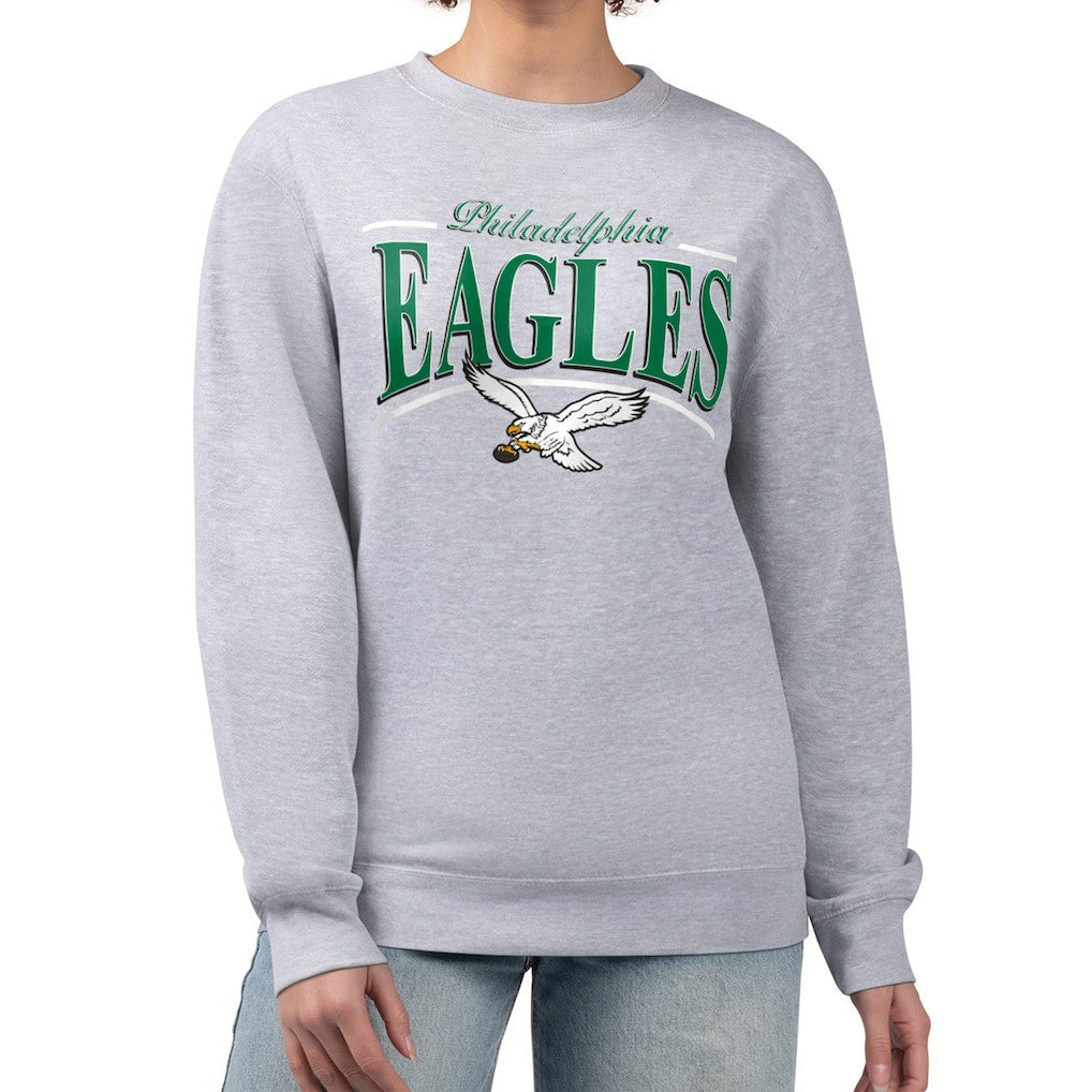 Philadelphia Eagles Starter Women's Throwback Arch Stripe Fleece Pullover Sweatshirt - Gray - NFL