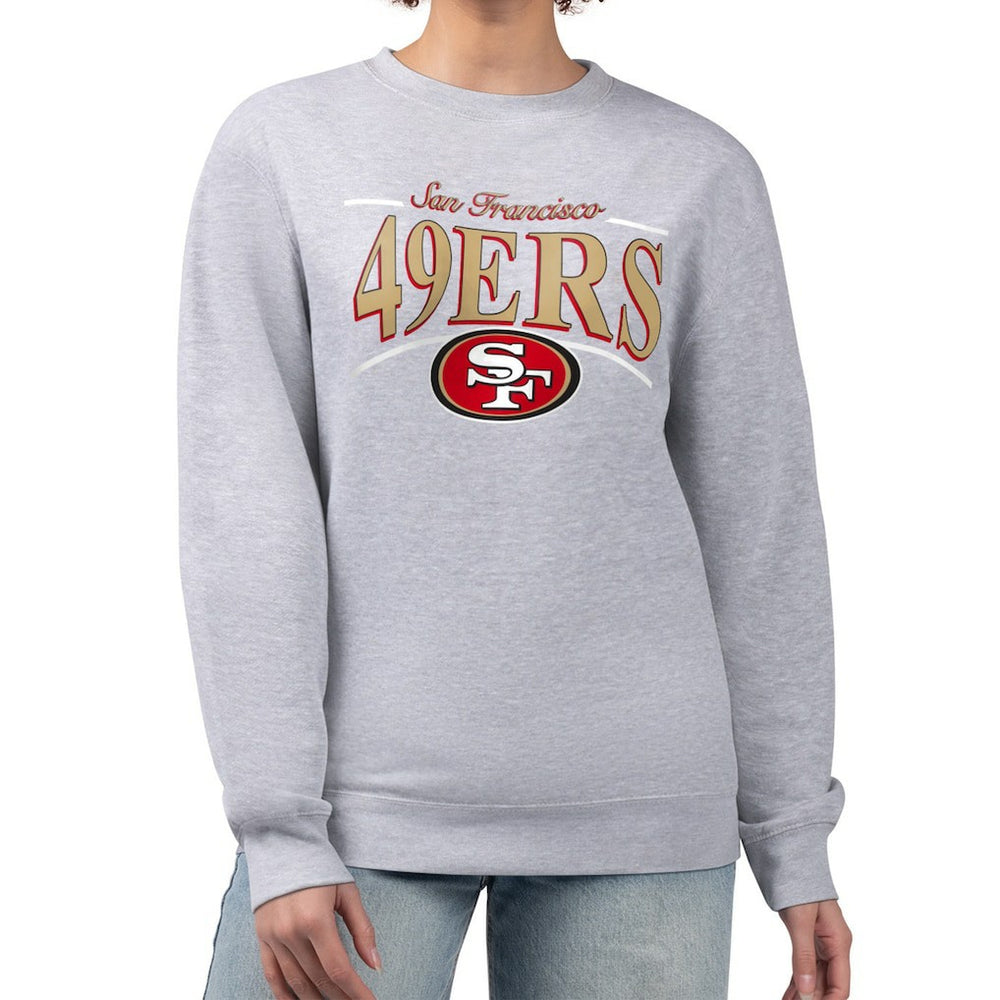 San Francisco 49ers Starter Women's Arch Stripe Fleece Pullover Sweatshirt - Gray - NFL