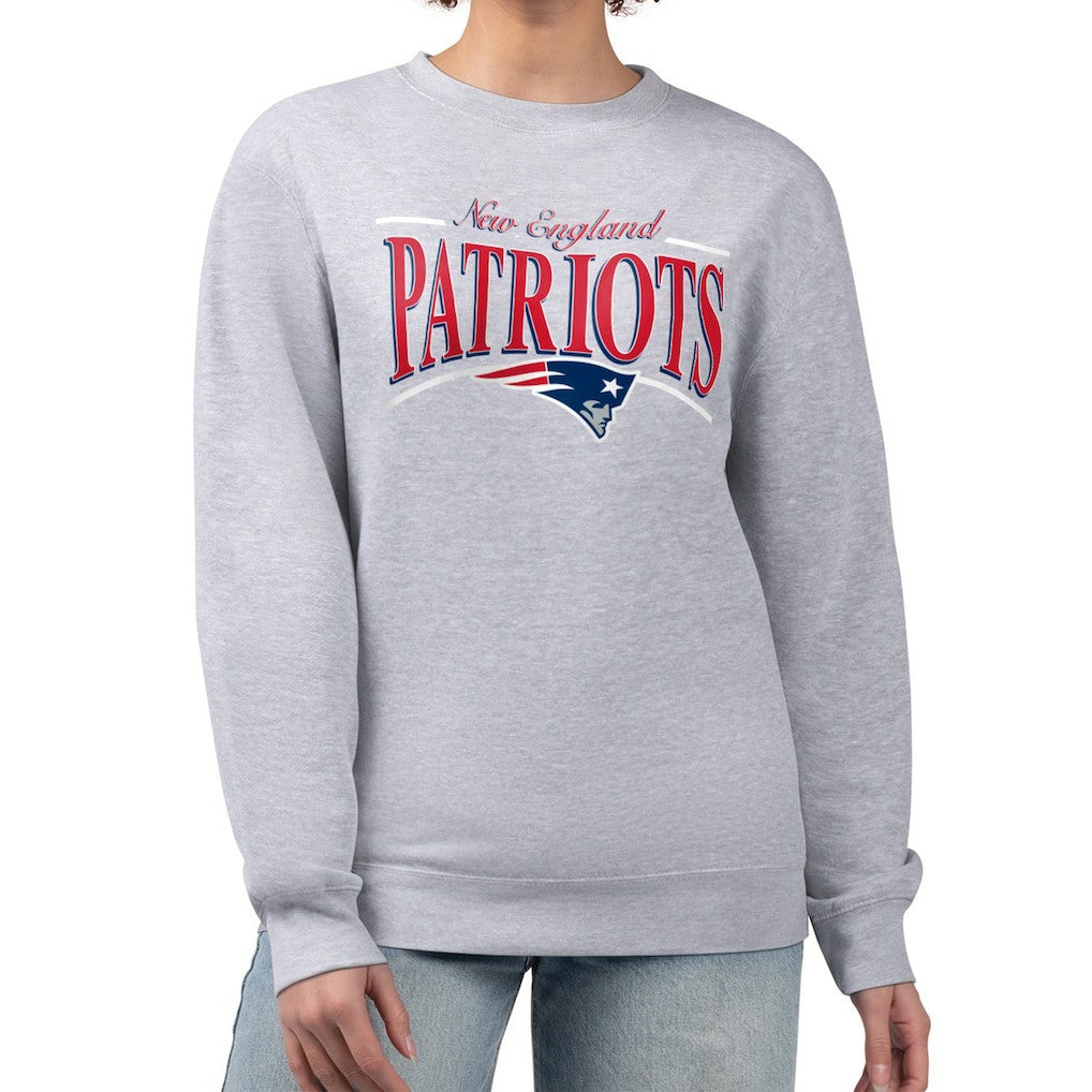 New England Patriots Starter Women's Arch Stripe Fleece Pullover Sweatshirt - Gray - NFL
