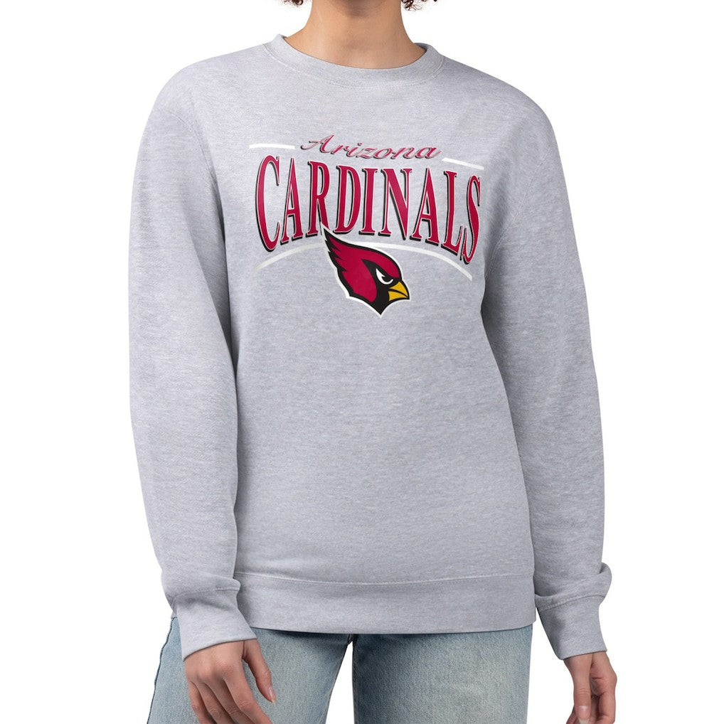 Arizona Cardinals Starter Women's Arch Stripe Fleece Pullover Sweatshirt - Gray - NFL