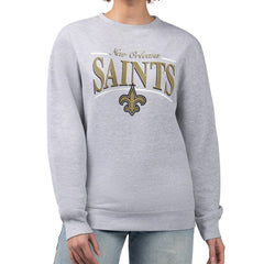 New Orleans Saints Starter Women's Arch Stripe Fleece Pullover Sweatshirt - Gray - NFL