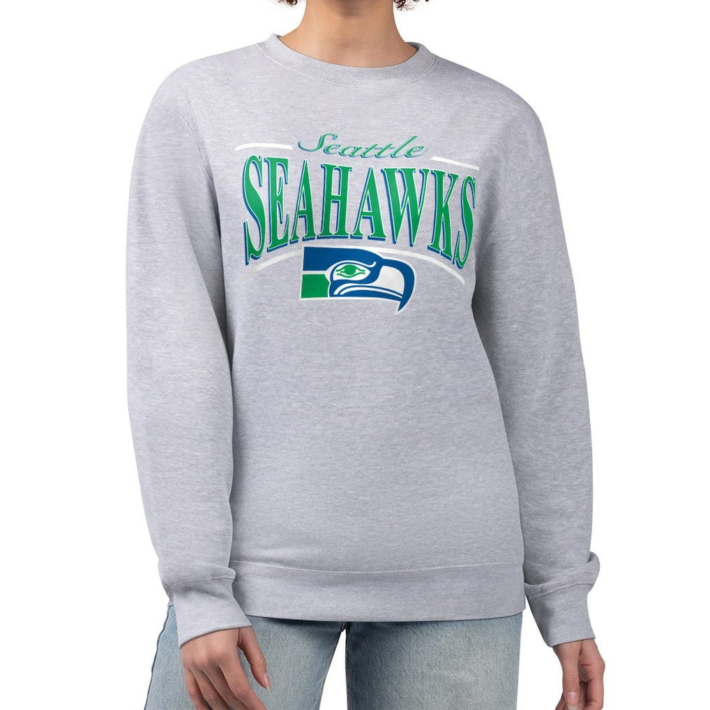 Seattle Seahawks Starter Women's Throwback Arch Stripe Fleece Pullover Sweatshirt - Gray - NFL