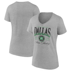 Dallas Stars Women's Retro Script V-Neck T-Shirt - Gray | NHL Clearance