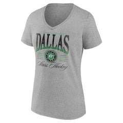 Dallas Stars Women's Retro Script V-Neck T-Shirt - Gray | NHL Clearance