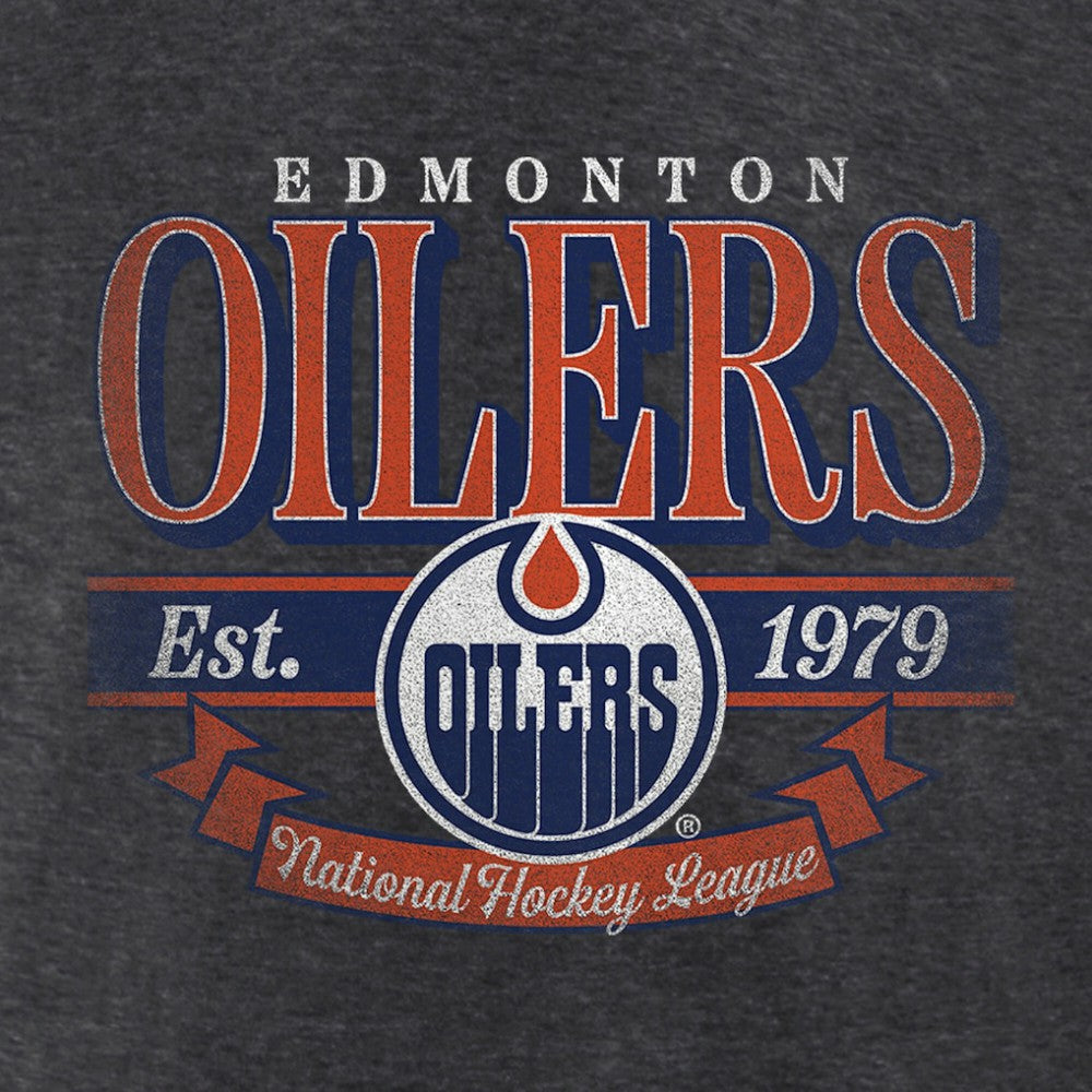 Edmonton Oilers Women's Retro Banner V-Neck T-Shirt - Charcoal | NHL sale