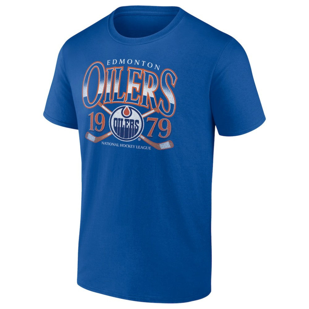 Edmonton Oilers Retro Cross Sticks T-Shirt - Royal | NHL Clearance