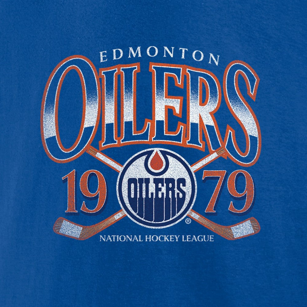 Edmonton Oilers Retro Cross Sticks T-Shirt - Royal | NHL Clearance