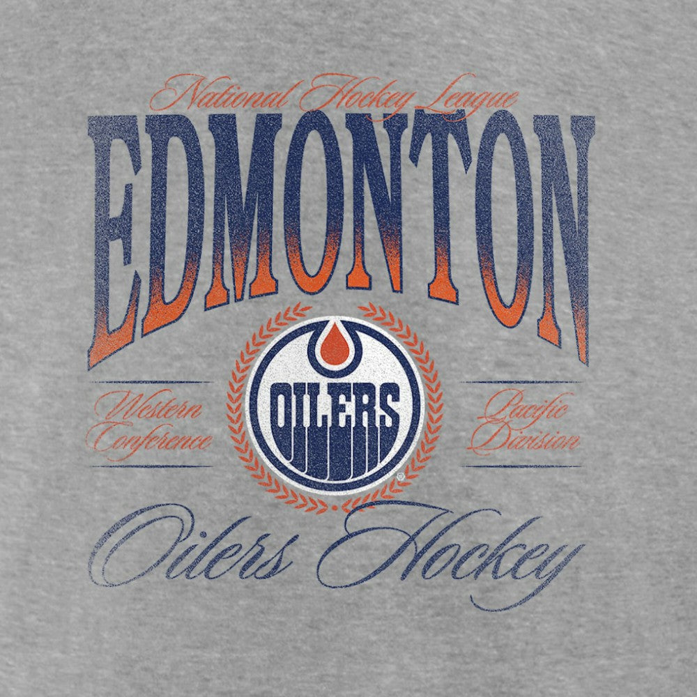 Edmonton Oilers Women's Retro Script V-Neck T-Shirt - Gray | NHL Clearance