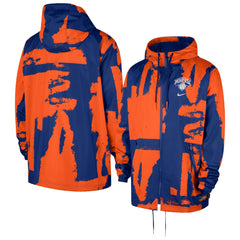 Nike New York Knicks Courtside Club Premium Woven Full-Zip Hooded Jacket Blue/Orange