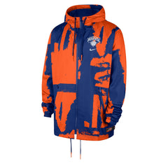 Nike New York Knicks Courtside Club Premium Woven Full-Zip Hooded Jacket Blue/Orange