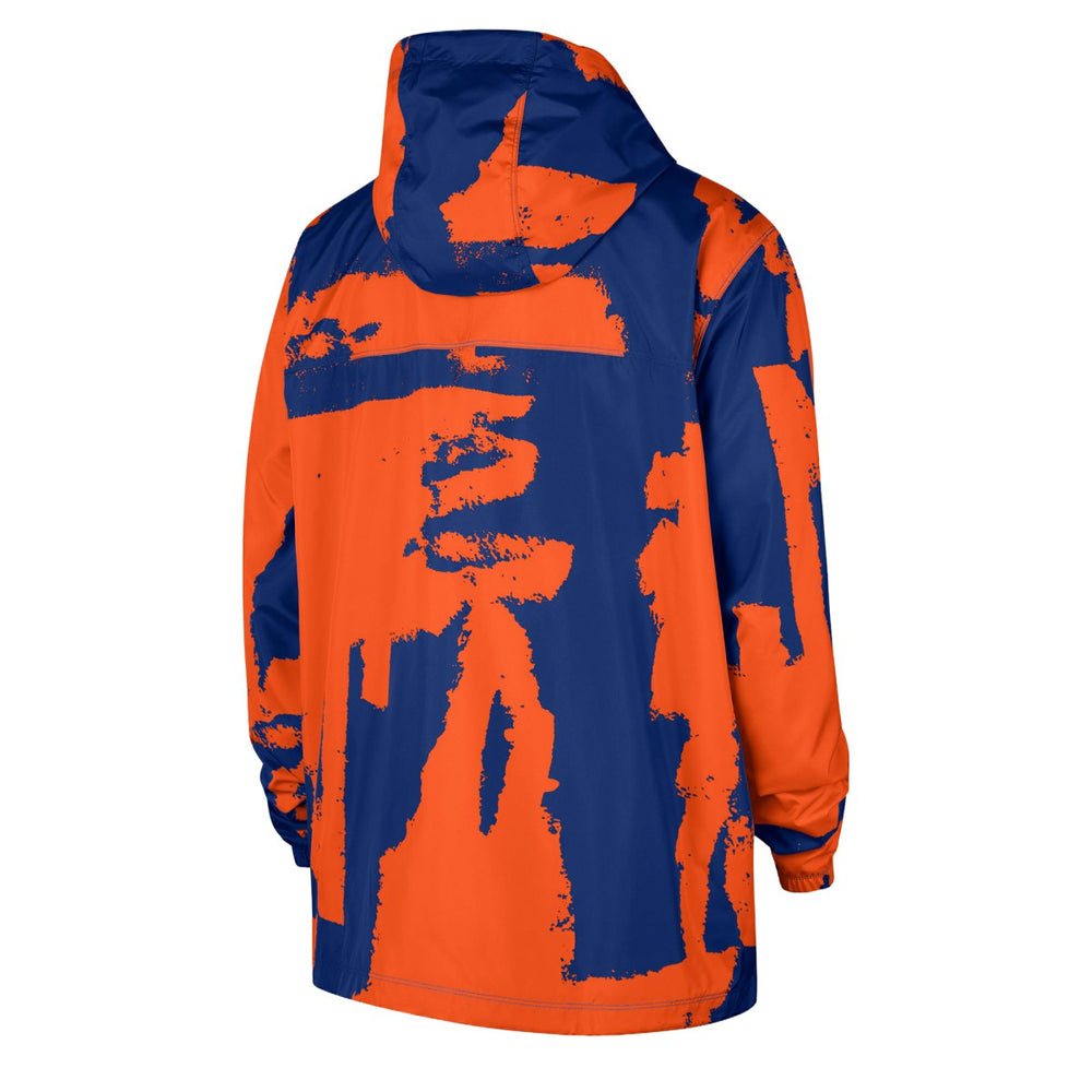 Nike New York Knicks Courtside Club Premium Woven Full-Zip Hooded Jacket Blue/Orange
