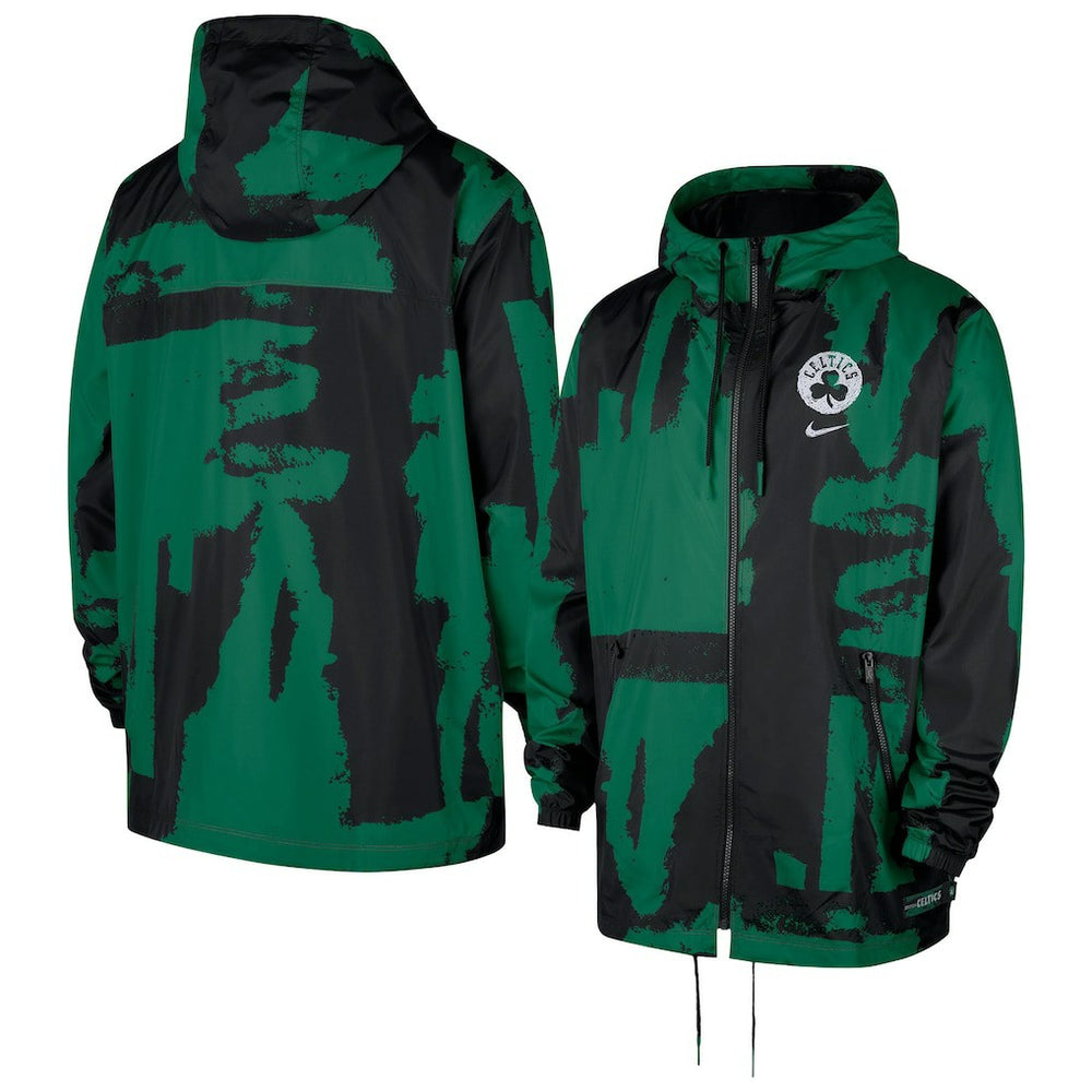 Nike Boston Celtics Courtside Club Premium Woven Full-Zip Hooded Jacket Black/Kelly Green