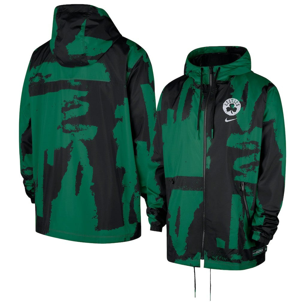 Nike Boston Celtics Courtside Club Premium Woven Full-Zip Hooded Jacket Black/Kelly Green