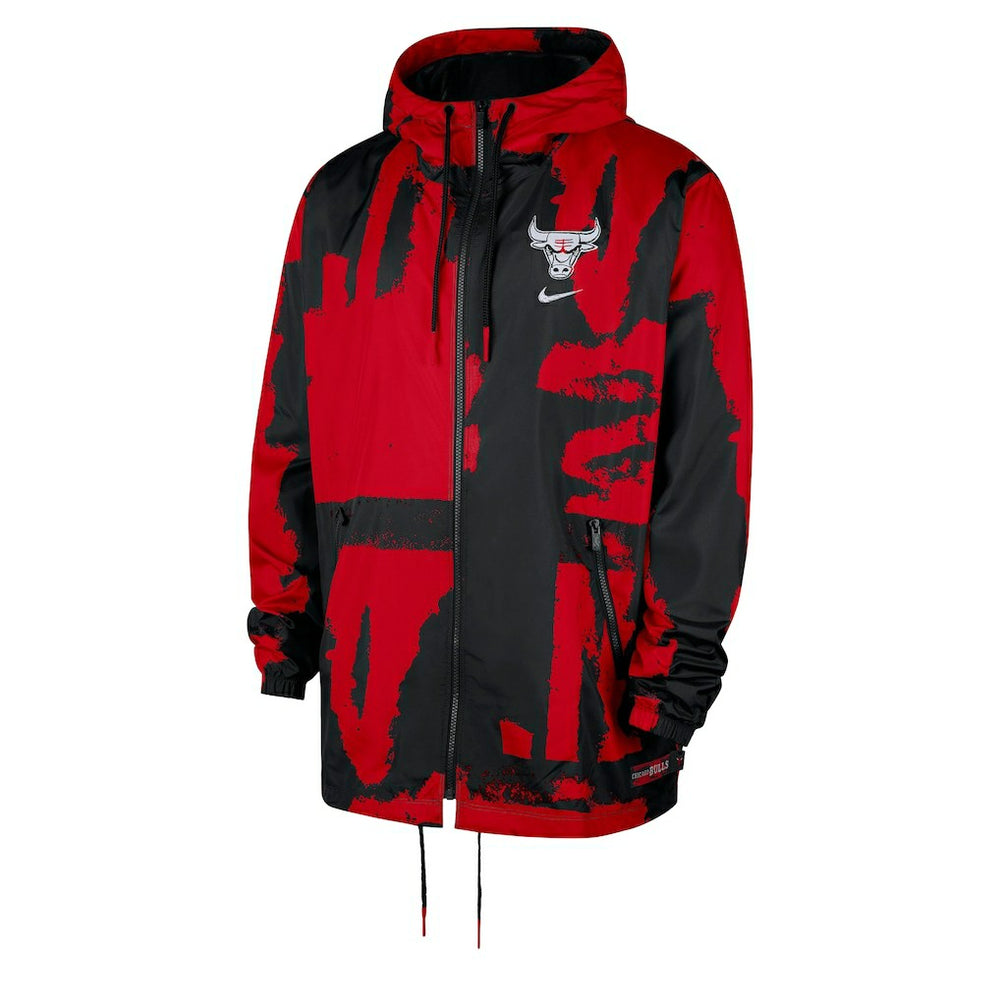 Nike Chicago Bulls Courtside Club Premium Woven Full-Zip Hooded Jacket Black/Red