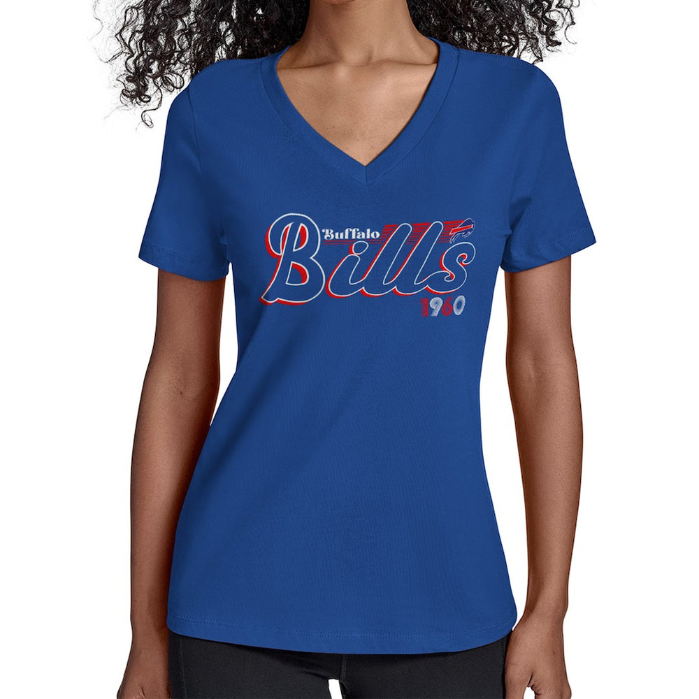 Buffalo Bills Starter Women's Groovy Script V-Neck T-Shirt - Royal - NFL