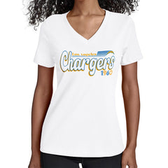 Los Angeles Chargers Starter Women's Groovy Script V-Neck T-Shirt - White - NFL