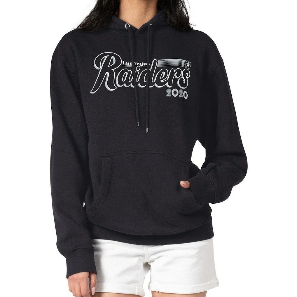 Las Vegas Raiders Starter Women's Groovy Script Pullover Hoodie - Black - NFL