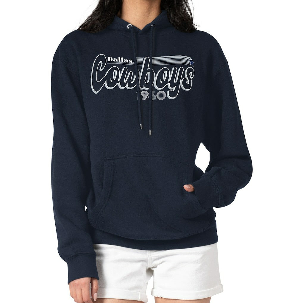 Dallas Cowboys Starter Women's Groovy Script Pullover Hoodie - Navy - NFL
