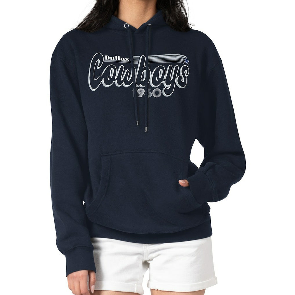 Dallas Cowboys Starter Women's Groovy Script Pullover Hoodie - Navy - NFL