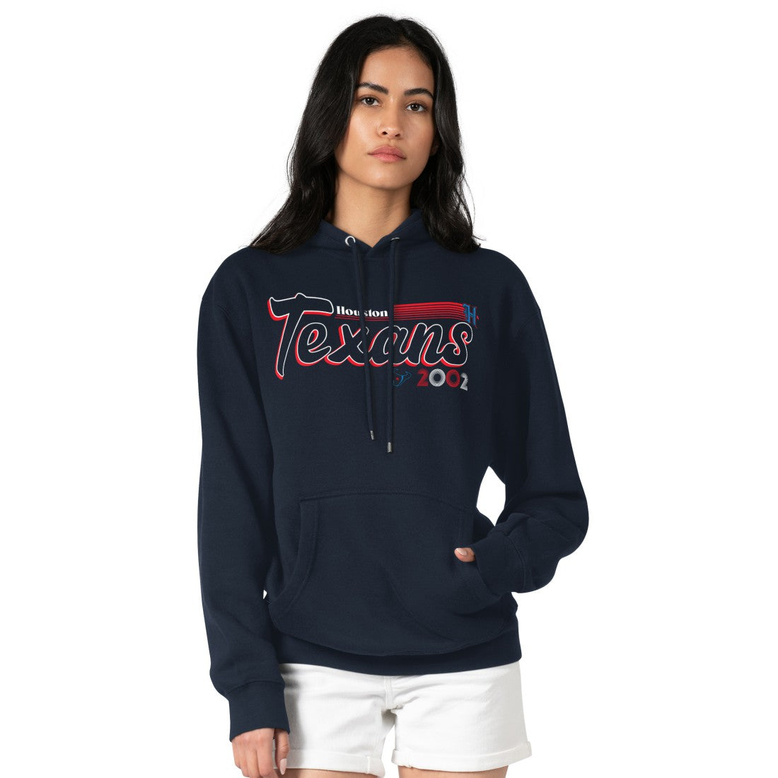 Houston Texans Starter Women's Groovy Script Pullover Hoodie - Navy - NFL