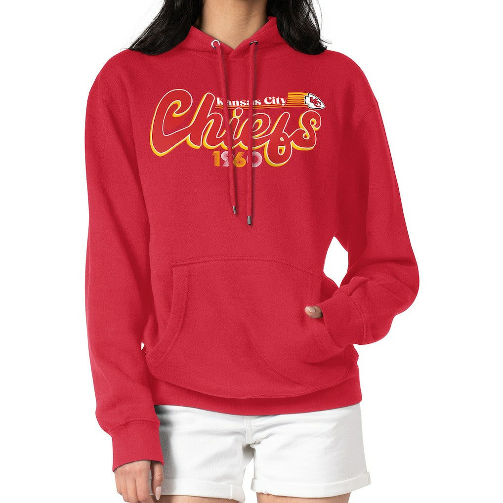 Kansas City Chiefs Starter Women's Groovy Script Pullover Hoodie - Red - NFL