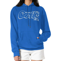 Indianapolis Colts Starter Women's Groovy Script Pullover Hoodie - Royal - NFL