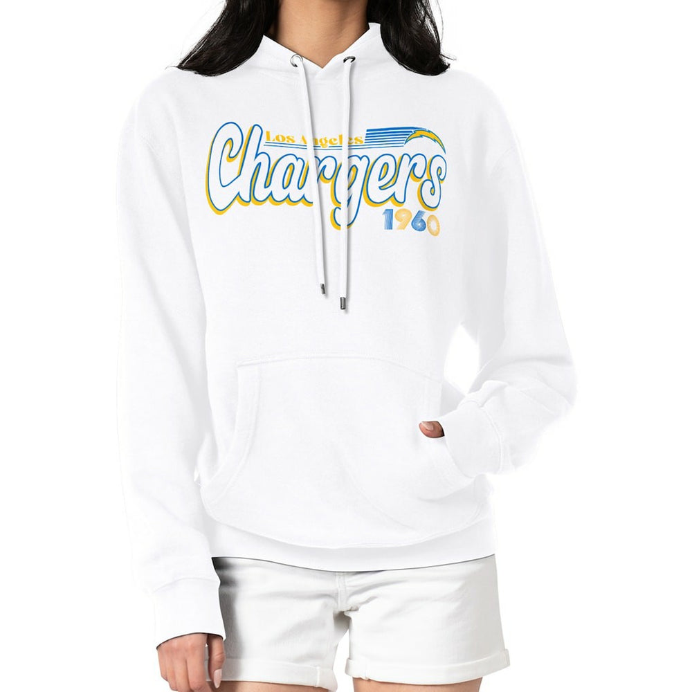 Los Angeles Chargers Starter Women's Groovy Script Pullover Hoodie - White - NFL